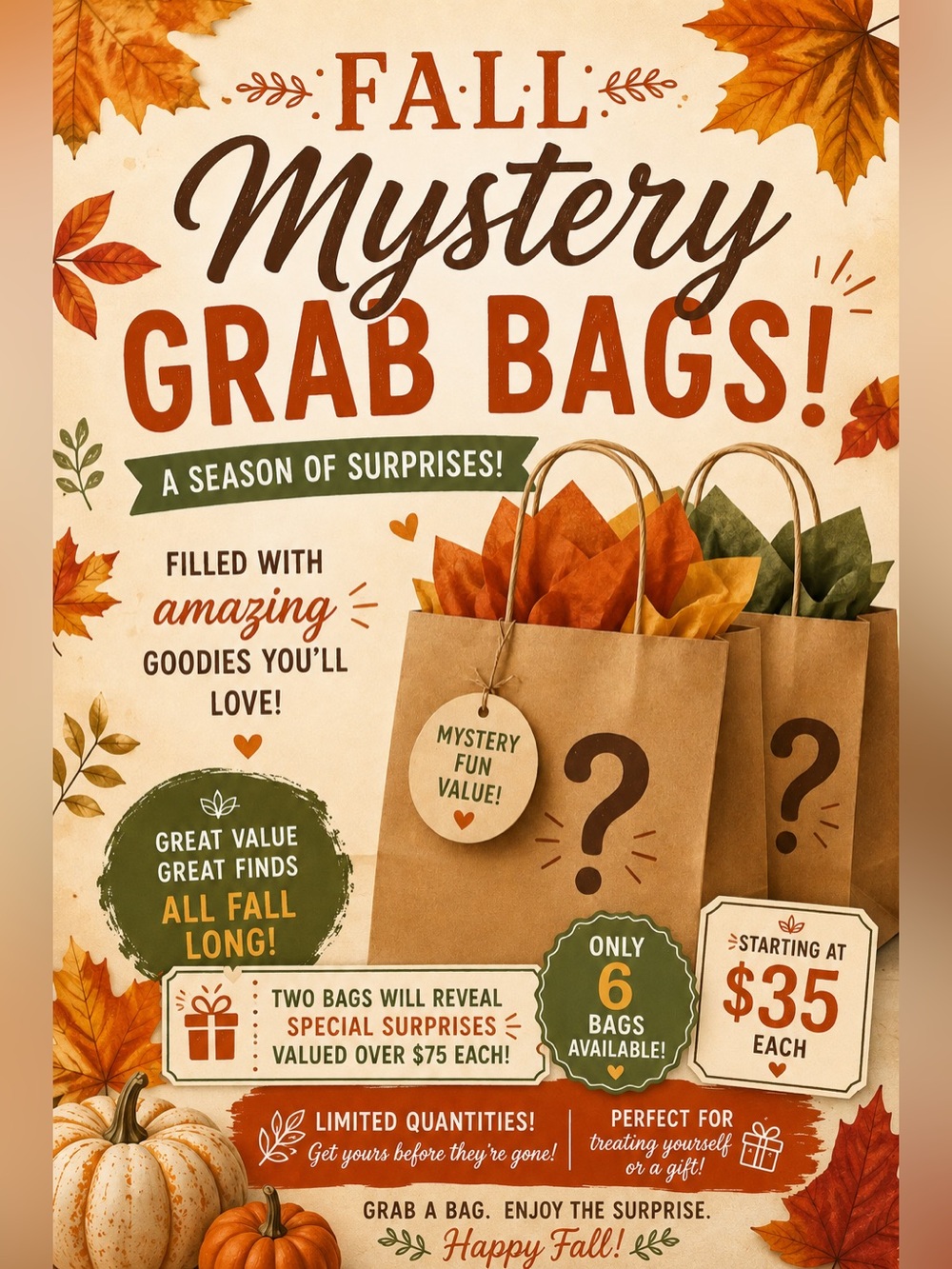 🍁Fall/Halloween🎃 Mystery Grab Bag Extravaganza! Two Prizes! Pick The Lucky # 🎃